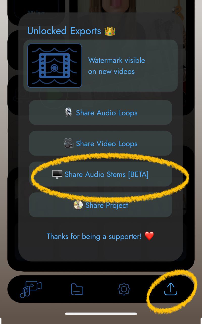 how to export audio stems